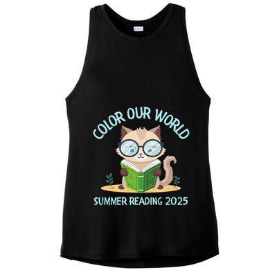 Color Our World Summer 2025 Summer Reading Program Cat Ladies PosiCharge Tri-Blend Wicking Tank