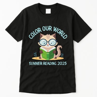 Color Our World Summer 2025 Summer Reading Program Cat Tall T-Shirt
