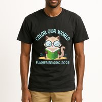 Color Our World Summer 2025 Summer Reading Program Cat Tall T-Shirt