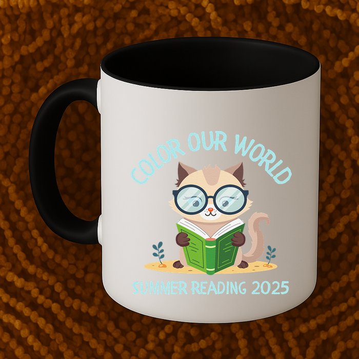Color Our World Summer 2025 Summer Reading Program Cat Mug
