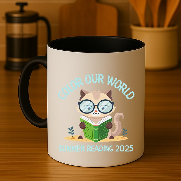 Color Our World Summer 2025 Summer Reading Program Cat Mug