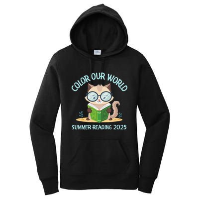 Color Our World Summer 2025 Summer Reading Program Cat Women's Pullover Hoodie