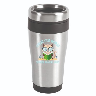 Color Our World Summer 2025 Summer Reading Program Cat 16oz Travel Tumbler