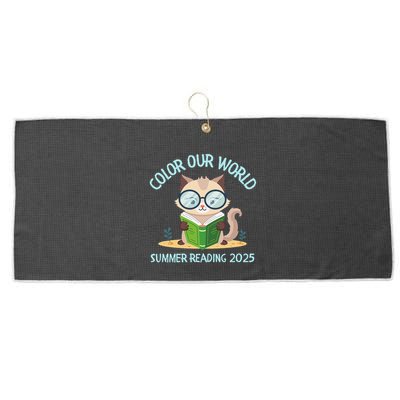 Color Our World Summer 2025 Summer Reading Program Cat Large Microfiber Waffle Golf Towel