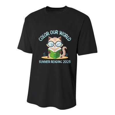 Color Our World Summer 2025 Summer Reading Program Cat Youth Performance Sprint T-Shirt