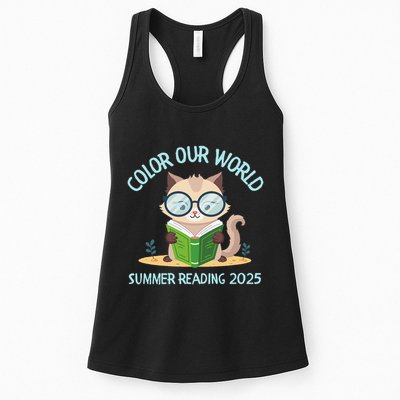 Color Our World Summer 2025 Summer Reading Program Cat Womens Tank Top