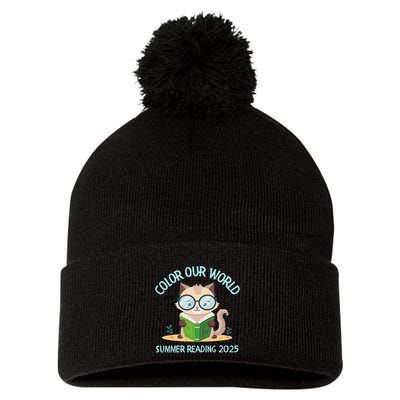 Color Our World Summer 2025 Summer Reading Program Cat Pom Pom 12in Knit Beanie