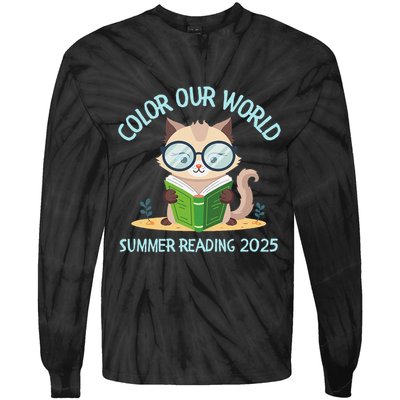 Color Our World Summer 2025 Summer Reading Program Cat Tie-Dye Long Sleeve Shirt