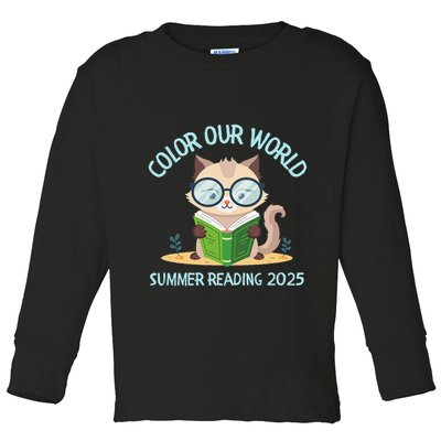 Color Our World Summer 2025 Summer Reading Program Cat Toddler Long Sleeve Shirt