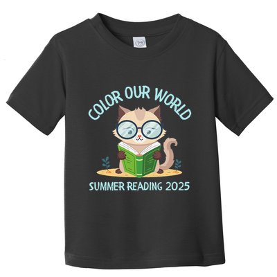 Color Our World Summer 2025 Summer Reading Program Cat Toddler T-Shirt