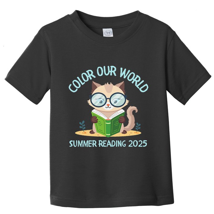 Color Our World Summer 2025 Summer Reading Program Cat Toddler T-Shirt