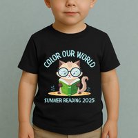 Color Our World Summer 2025 Summer Reading Program Cat Toddler T-Shirt