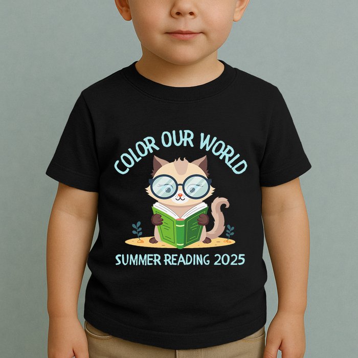 Color Our World Summer 2025 Summer Reading Program Cat Toddler T-Shirt