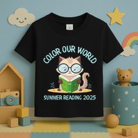 Color Our World Summer 2025 Summer Reading Program Cat Toddler T-Shirt