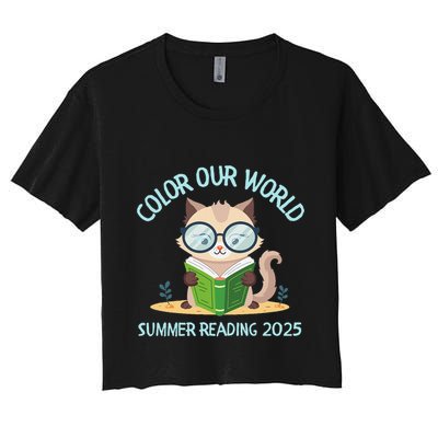 Color Our World Summer 2025 Summer Reading Program Cat Crop Top