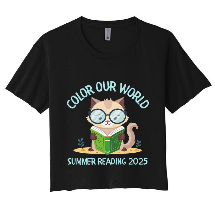 Color Our World Summer 2025 Summer Reading Program Cat Crop Top