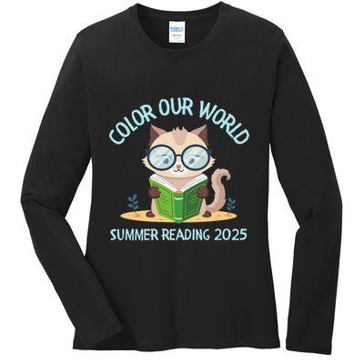 Color Our World Summer 2025 Summer Reading Program Cat Ladies Long Sleeve Shirt