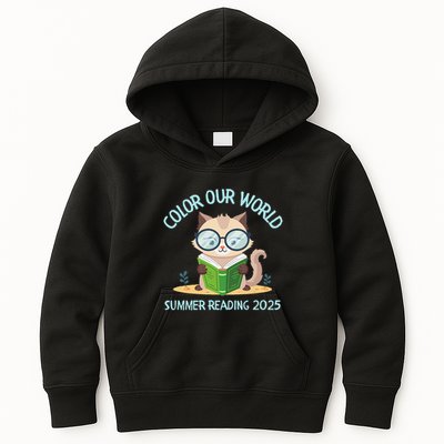 Color Our World Summer 2025 Summer Reading Program Cat Kids Hoodie
