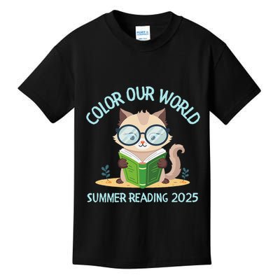 Color Our World Summer 2025 Summer Reading Program Cat Kids T-Shirt
