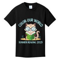 Color Our World Summer 2025 Summer Reading Program Cat Kids T-Shirt