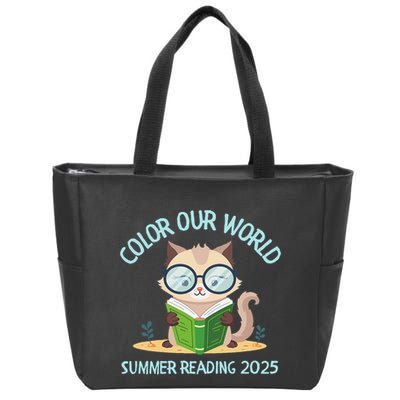 Color Our World Summer 2025 Summer Reading Program Cat Zip Tote Bag