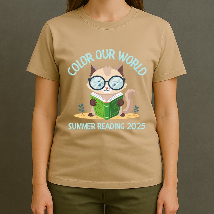Color Our World Summer 2025 Summer Reading Program Cat T-Shirt