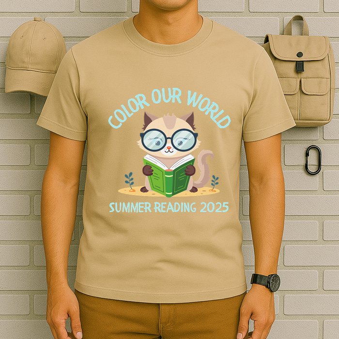 Color Our World Summer 2025 Summer Reading Program Cat T-Shirt