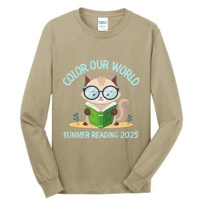 Color Our World Summer 2025 Summer Reading Program Cat Tall Long Sleeve T-Shirt