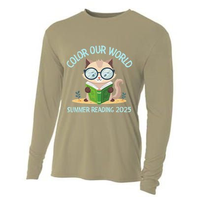 Color Our World Summer 2025 Summer Reading Program Cat Cooling Performance Long Sleeve Crew