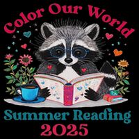 Color Our World Summer Reading Program 2025 Funny Raccoon Cooling Performance Crew T-Shirt