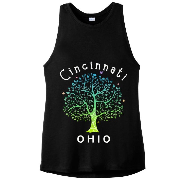 Cincinnati Ohio With Tree Love For Cincinnati Ladies PosiCharge Tri-Blend Wicking Tank