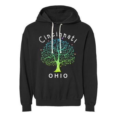 Cincinnati Ohio With Tree Love For Cincinnati Garment-Dyed Fleece Hoodie