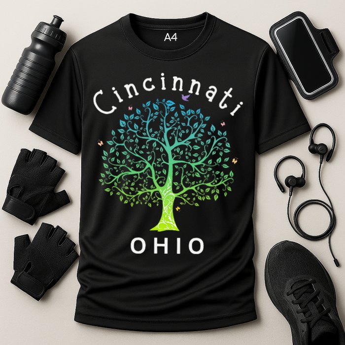 Cincinnati Ohio With Tree Love For Cincinnati Cooling Performance Crew T-Shirt