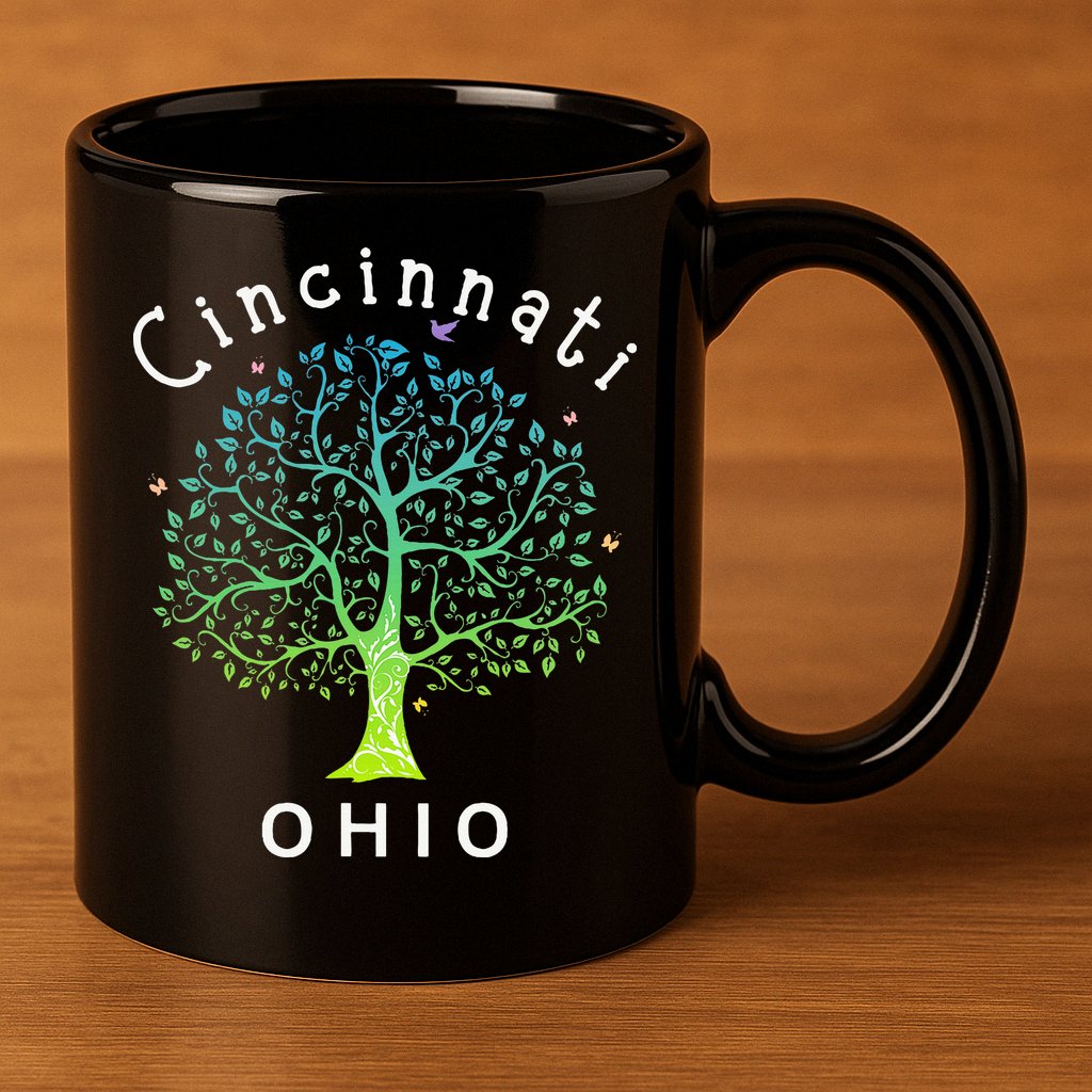 Cincinnati Ohio With Tree Love For Cincinnati 11oz C Handle Ceramic Mug