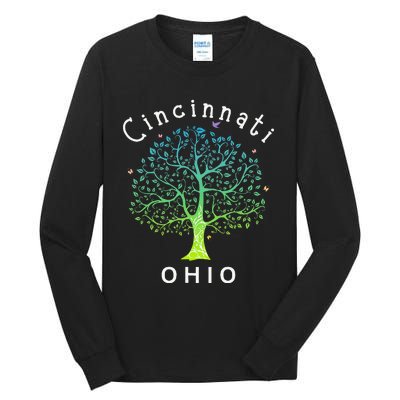 Cincinnati Ohio With Tree Love For Cincinnati Tall Long Sleeve T-Shirt