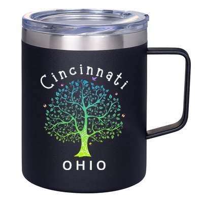 Cincinnati Ohio With Tree Love For Cincinnati 12oz Stainless Steel Coffee Mug