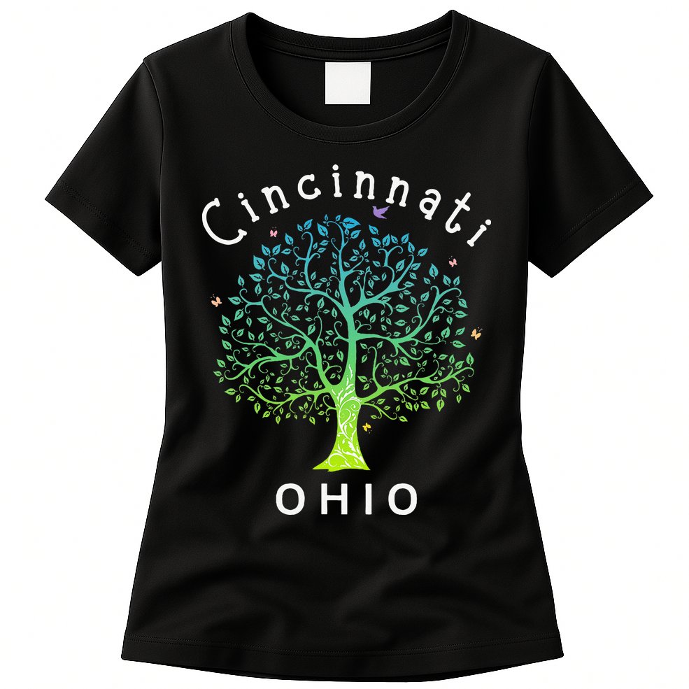 Cincinnati Ohio With Tree Love For Cincinnati Womens T-Shirt