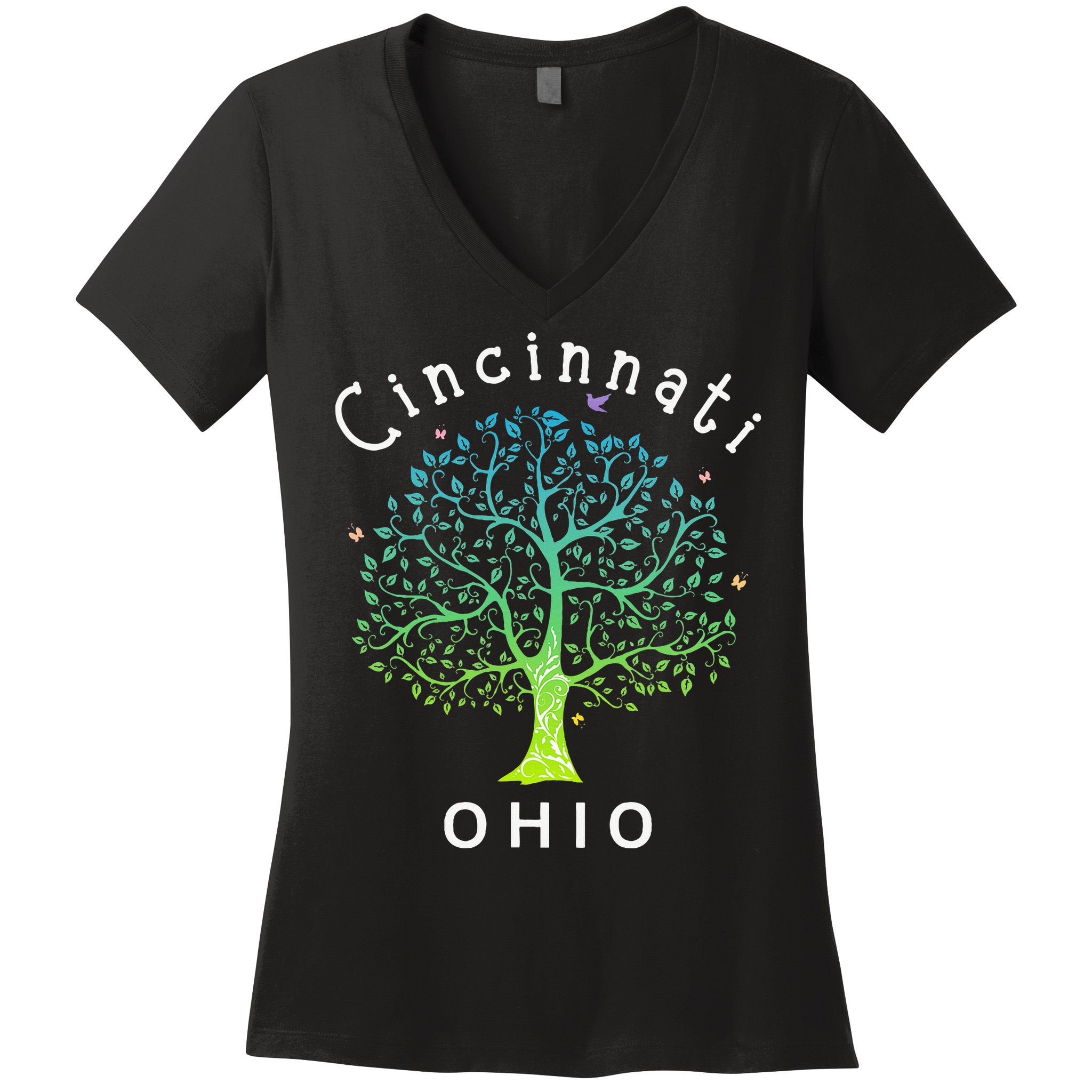 Cincinnati Ohio With Tree Love For Cincinnati Women's V-Neck T-Shirt