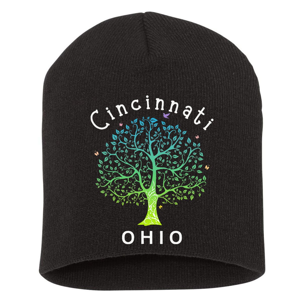 Cincinnati Ohio With Tree Love For Cincinnati Short Acrylic Beanie