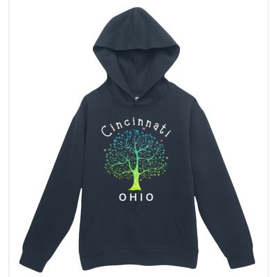 Cincinnati Ohio With Tree Love For Cincinnati Urban Pullover Hoodie