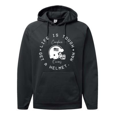 Candace Owens Wearing Life Is Tough Get A Helmet Man Performance Fleece Hoodie