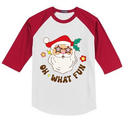 Christmas Oh What Fun Christmas Tree Xmas Pajama Party Kids Colorblock Raglan Jersey