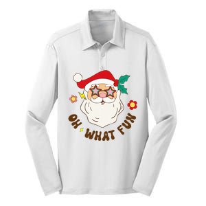 Christmas Oh What Fun Christmas Tree Xmas Pajama Party Silk Touch Performance Long Sleeve Polo