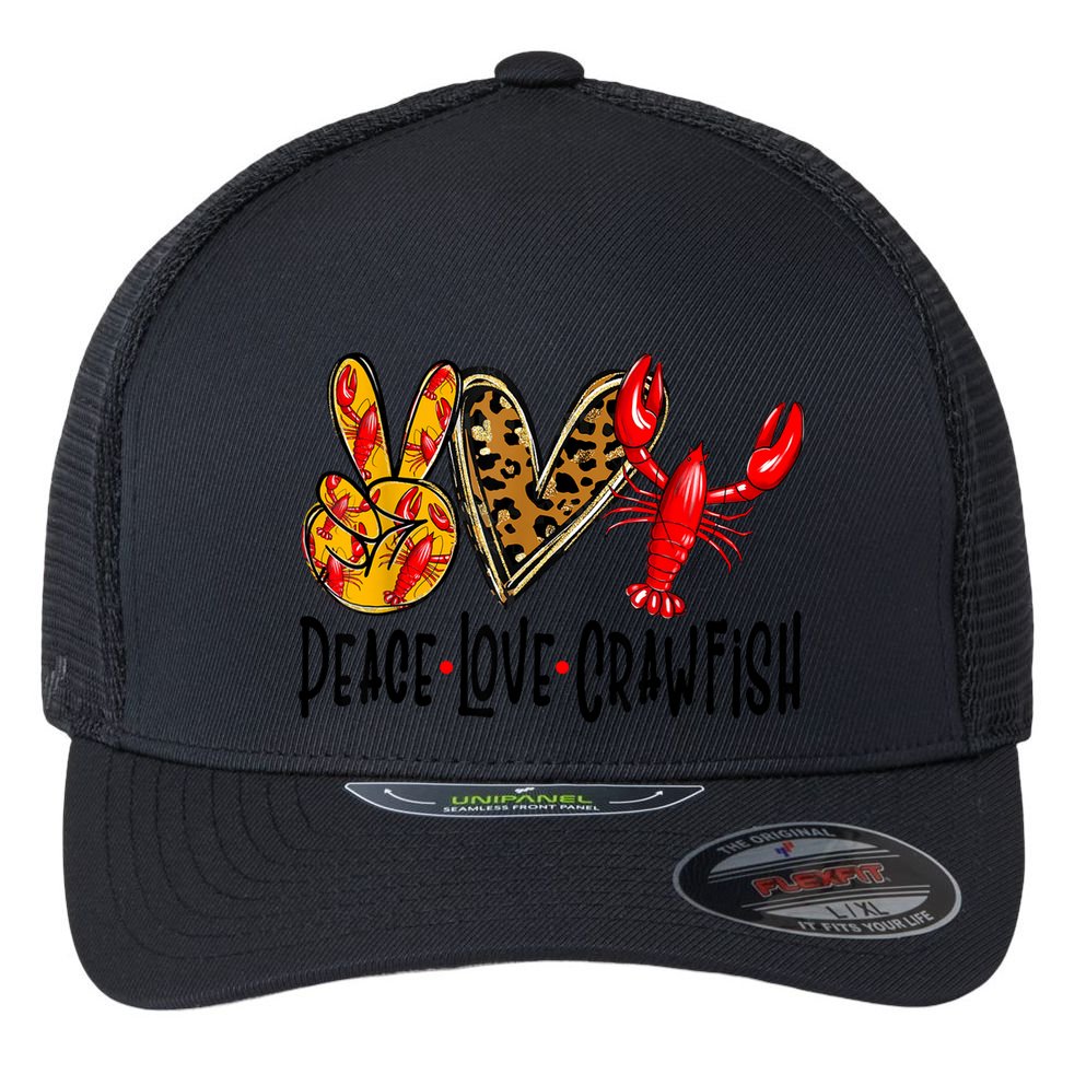 Crawfish Outfit Women Girl Craw Fish Season Leopard Love Flexfit Unipanel Trucker Cap