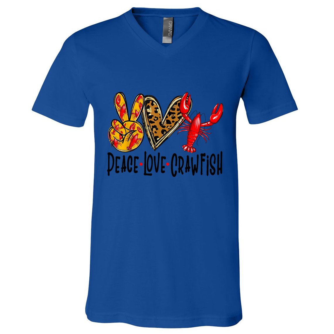 Crawfish Outfit Women Girl Craw Fish Season Leopard Love V-Neck T-Shirt