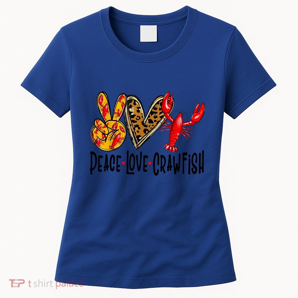 Crawfish Outfit Women Girl Craw Fish Season Leopard Love Womens T-Shirt