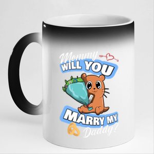 Cute Otter Wedding Offer Mommy Will You Marry My Daddy Cute Gift 11oz Black Color Changing Mug