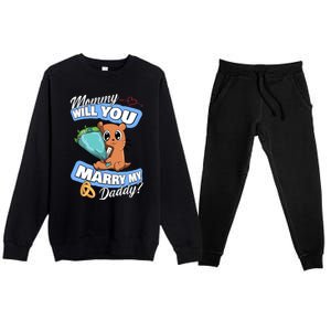 Cute Otter Wedding Offer Mommy Will You Marry My Daddy Cute Gift Premium Crewneck Sweatsuit Set