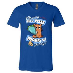 Cute Otter Wedding Offer Mommy Will You Marry My Daddy Cute Gift V-Neck T-Shirt