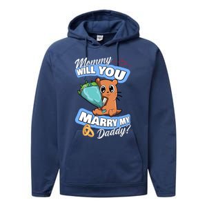 Cute Otter Wedding Offer Mommy Will You Marry My Daddy Cute Gift Performance Fleece Hoodie